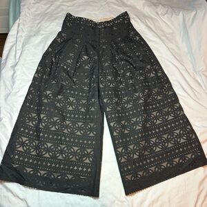 Elegant Black Lace Wide-Leg Pants